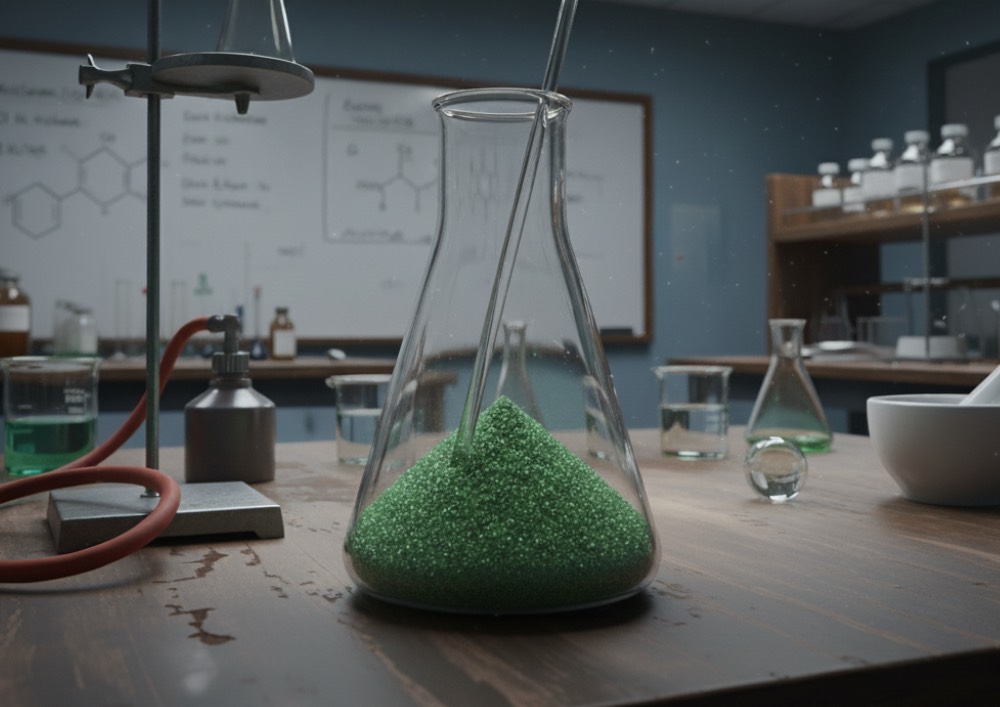 Nickel sulfate on laboratory table